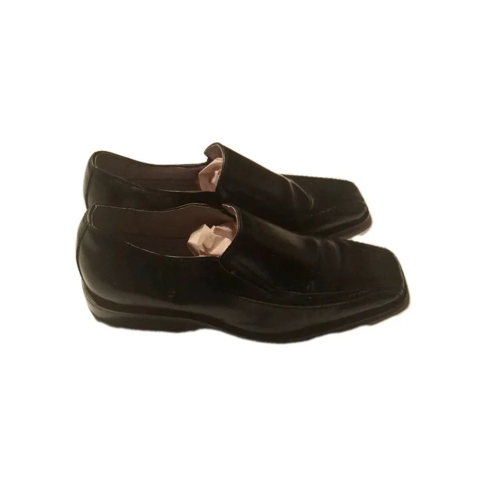 Stacy Adams Leather Loafers Black Dress Work Shoes Square Toes Size 9 W